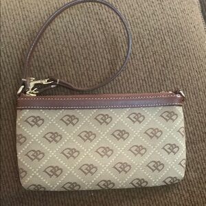 Dooney & Bourke Tan and Brown Clutch with Wristlet